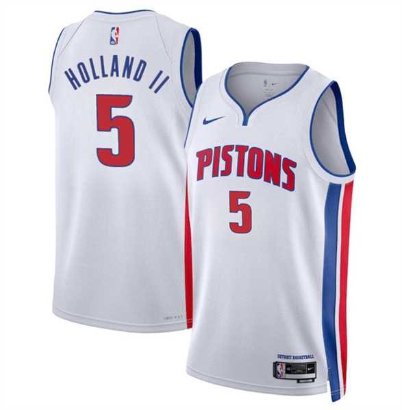 Men%27s Detroit Pistons #5 Ron Holland II White 2024 Draft Association Edition Stitched Jersey Dzhi